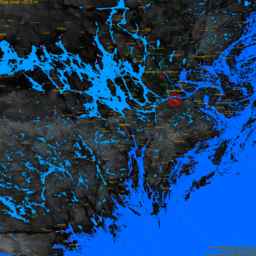 Södertälje, with labels, SLR +1.0 m