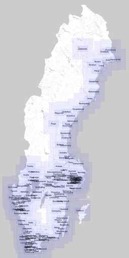 Map overview of SeaLevelRise.se production areas for maps and videos